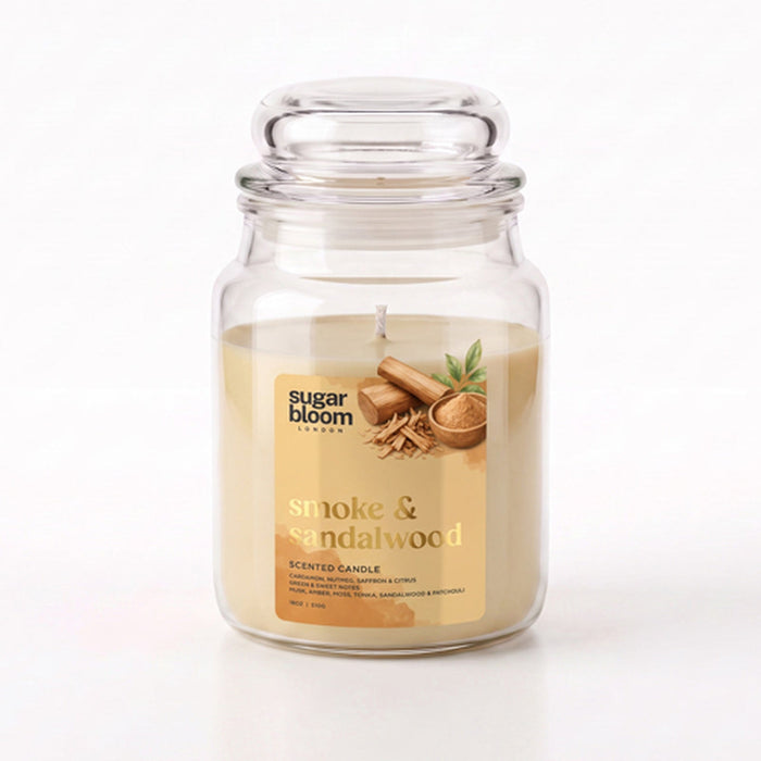 Sugar Bloom London Smoke & Sandalwood Scented Candle 510g Candles Sugar Bloom