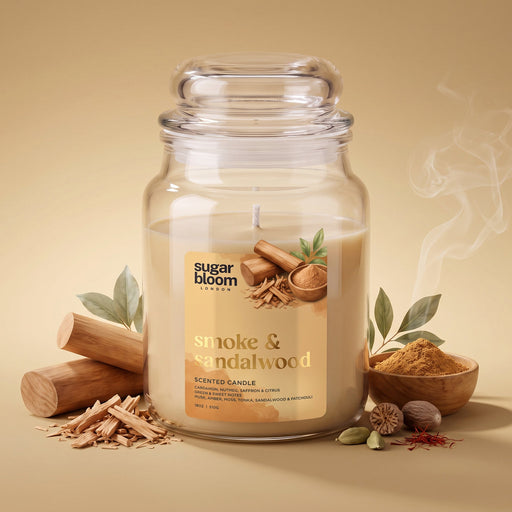 Sugar Bloom London Smoke & Sandalwood Scented Candle 510g Candles Sugar Bloom