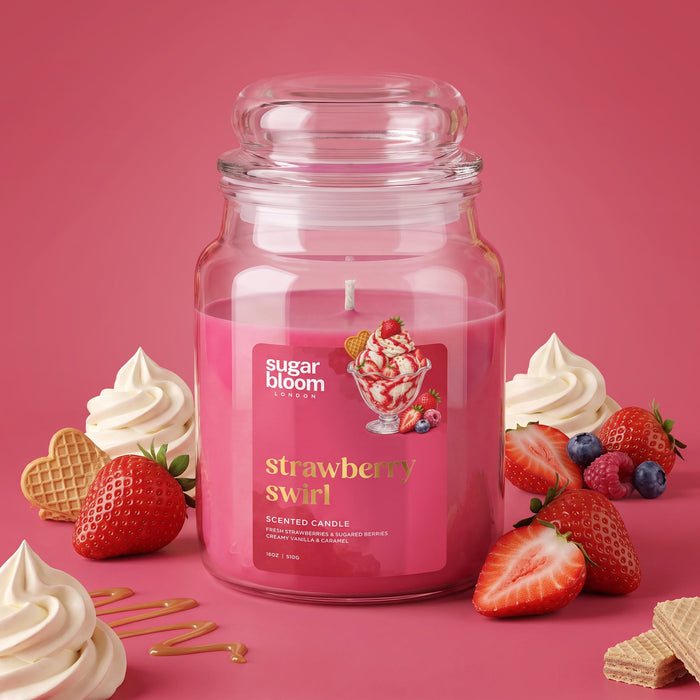 Sugar Bloom London Strawberry Swirl Scented Candle 510g image 2