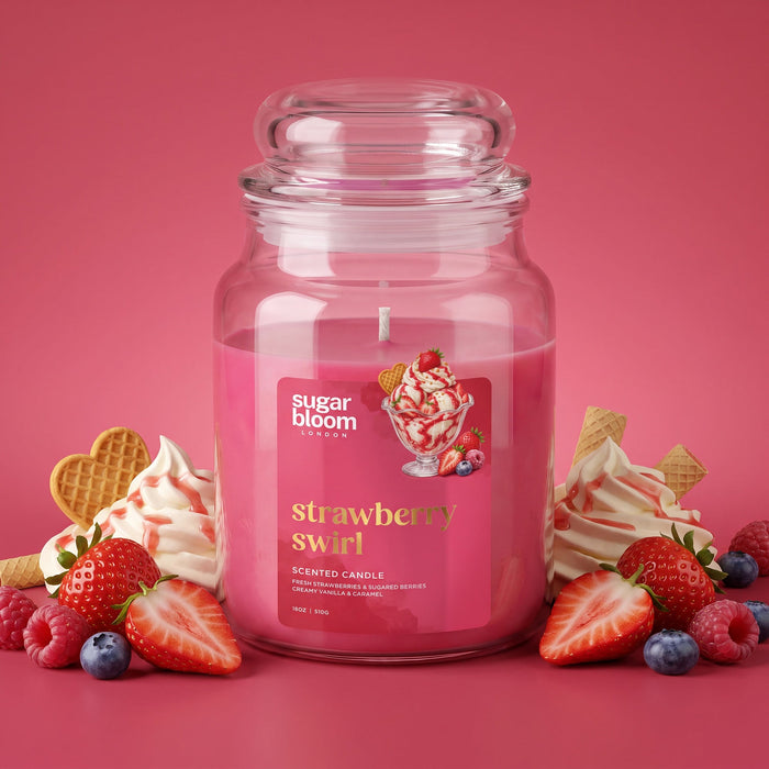 Sugar Bloom London Strawberry Swirl Scented Candle 510g image 3