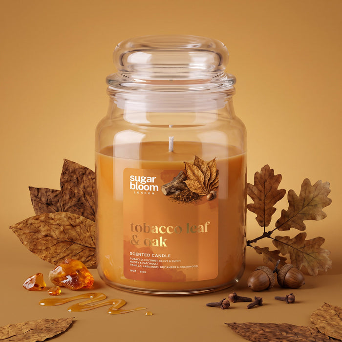 Sugar Bloom London Tobacco Leaf & Oak Scented Candle 510g Candles Sugar Bloom
