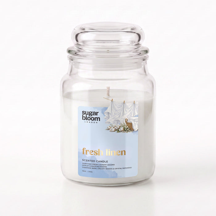 Sugar Bloom London Fresh Linen Scented Candle 510g