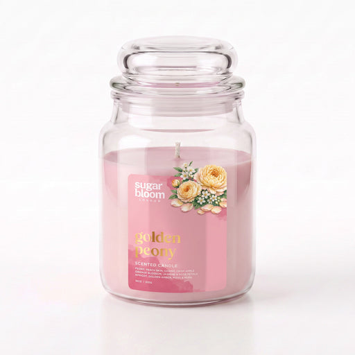 Sugar Bloom London Golden Peony Scented Candle 510g Candles Sugar Bloom