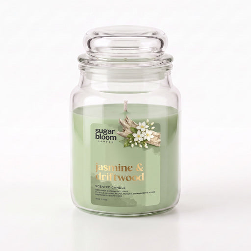Sugar Bloom London Jasmine & Driftwood Scented Candle 510g Candles Sugar Bloom