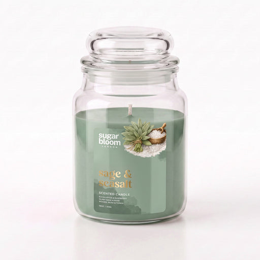 Sugar Bloom London Sage & Sea Salt Scented Candle 510g Candles Sugar Bloom