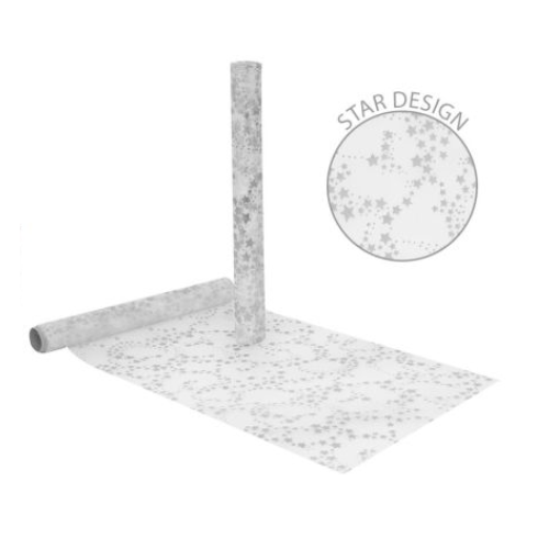 Stars Design Table Runner 29 x 200cm Assorted Colours Christmas Tableware FabFinds Silver