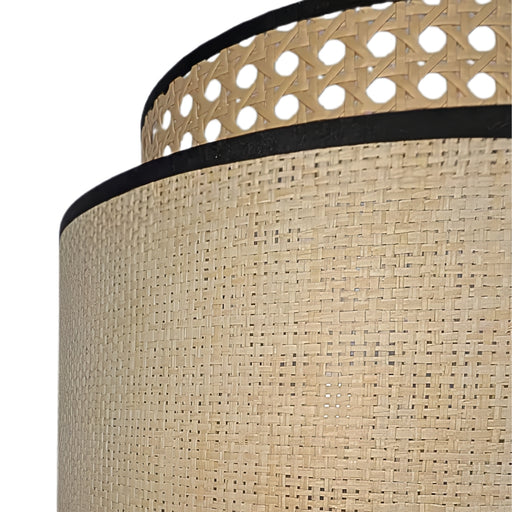 Natural Raffia Grass Contrast Trim Lampshade 26cm Lighting FabFinds