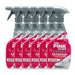Six bottles of The Pink Stuff Platinum Bathroom Foam Cleaner arranged in a row on a white background.
