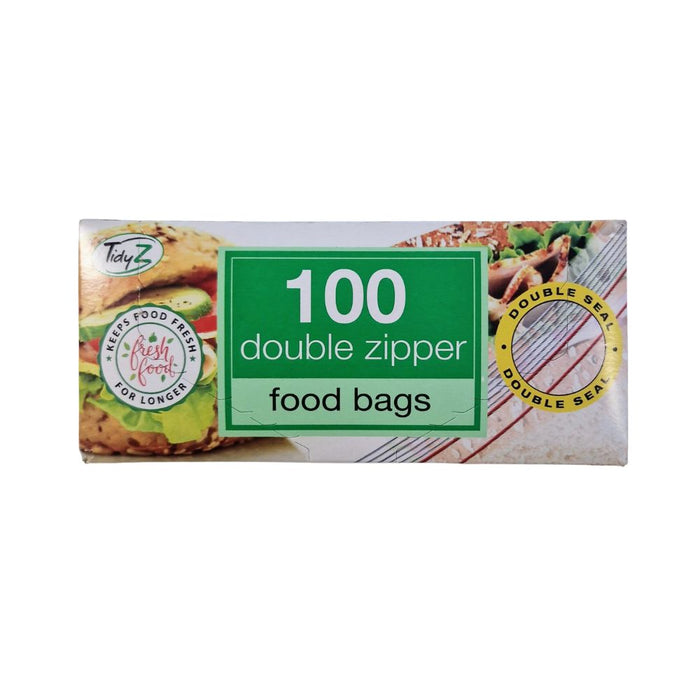 TidyZ Double Zip Food Bags 100 Pack Food Storage Bags Tidyz Pack of 1
