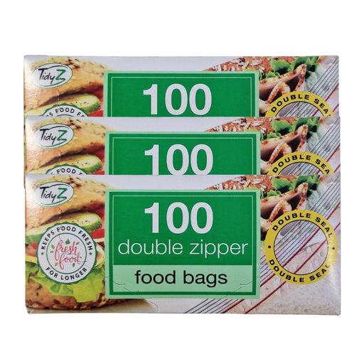 TidyZ Double Zip Food Bags 100 Assorted Pack Food Storage Bags Tidyz Pack of 3
