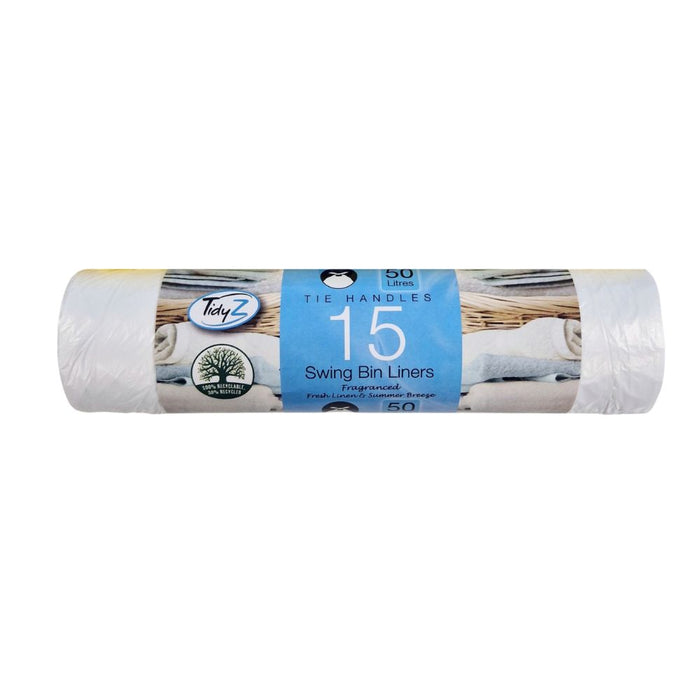 TidyZ Fragranced Swing Bin Liners 15 Pack Bin Liners Tidyz Fresh Linen & Summer Breeze Pack of 1