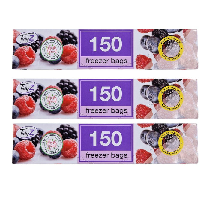 TidyZ Freezer Bags 150 Pack Food Storage Bags Tidyz Pack of 3