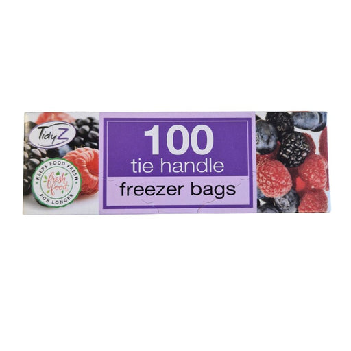 TidyZ Freezer Bags with Tie Handles 100 Assorted Pack Food Storage Bags Tidyz Pack of 1