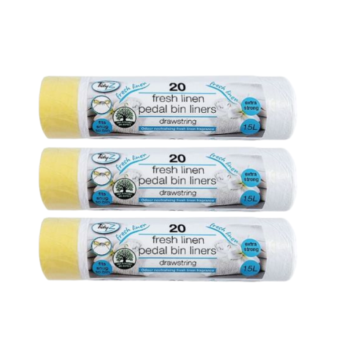 TidyZ Fresh Linen Fragranced Pedal Bin Liners 15L 20 Pack Bin Liners Tidyz Pack of 3