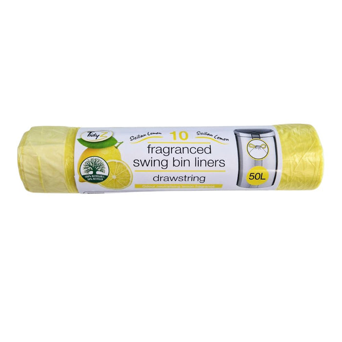 TidyZ Lemon Fragranced Swing Bin Liners 50L 10 Pack Bin Liners Tidyz Pack of 1