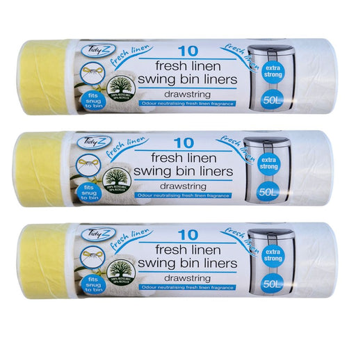 TidyZ Linen Fragranced Swing Bin Liners 50L 10 Assorted Pack Bin Liners Tidyz Pack of 3