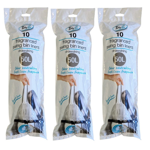 TidyZ Premium Fragranced Swing Bin Liners 50L 10 Assorted Pack Bin Liners Tidyz Pack of 3