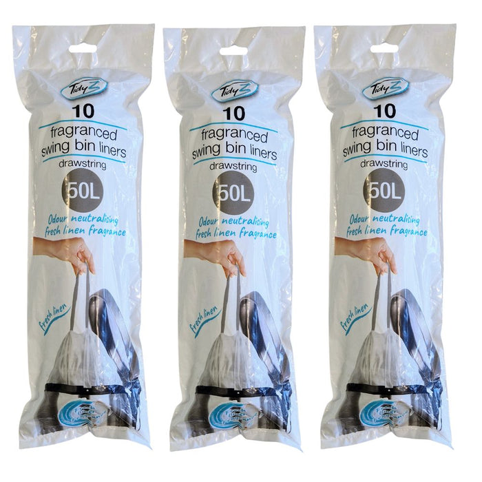 TidyZ Premium Fragranced Swing Bin Liners 50L 10 Pack Bin Liners Tidyz Pack of 3