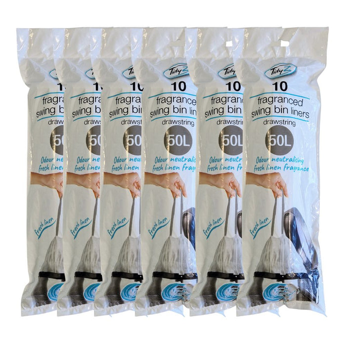 TidyZ Premium Fragranced Swing Bin Liners 50L 10 Pack Bin Liners Tidyz Pack of 6