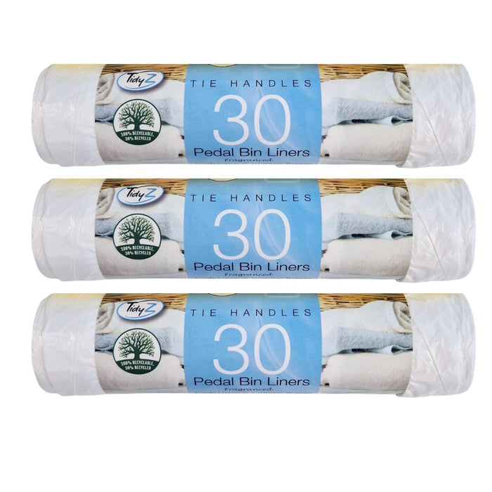 TidyZ Scented Tie Handle Bin Liners 15L 30 Assorted Pack Bin Cleaners & Accessories Tidyz Fresh Linen & Summer Breeze Pack of 3