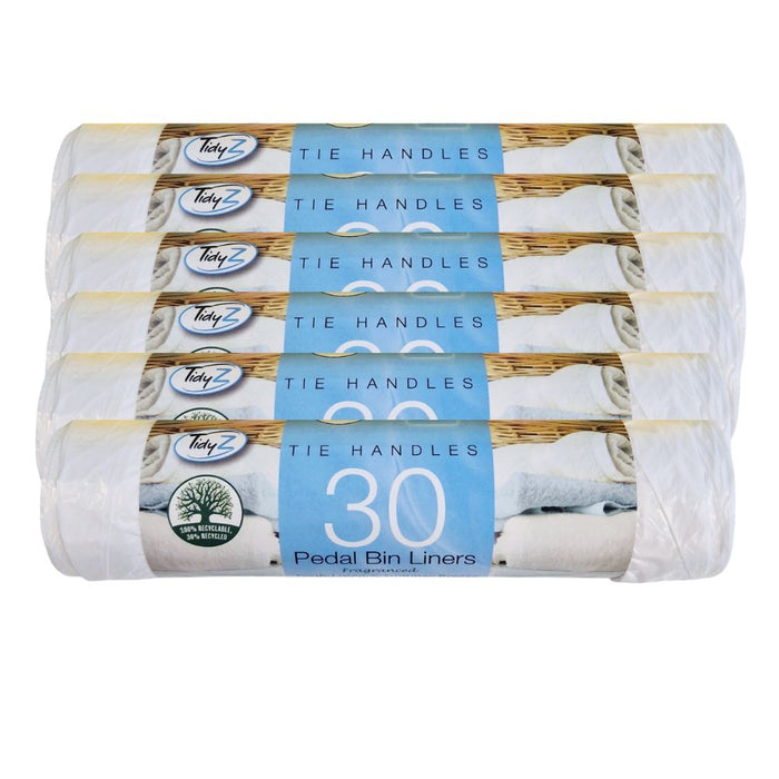 TidyZ Scented Tie Handle Bin Liners 15L 30 Assorted Pack Bin Cleaners & Accessories Tidyz Fresh Linen & Summer Breeze Pack of 6