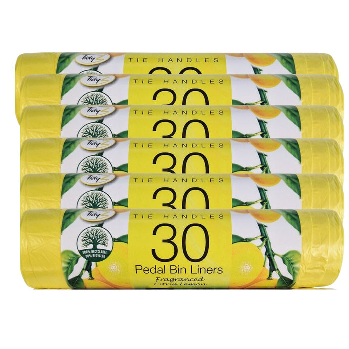 TidyZ Scented Tie Handle Bin Liners 15L 30 Assorted Pack Bin Cleaners & Accessories Tidyz Citrus Lemon Pack of 6