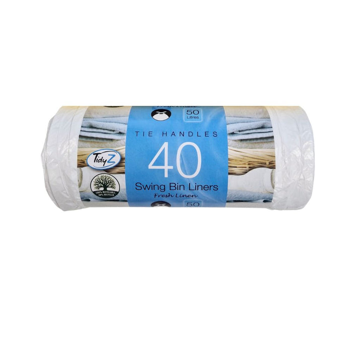 TidyZ Scented Tie Handle Swing Bin Liners 50L 40 Assorted Pack Bin Cleaners & Accessories Tidyz Fresh Linen Pack of 1
