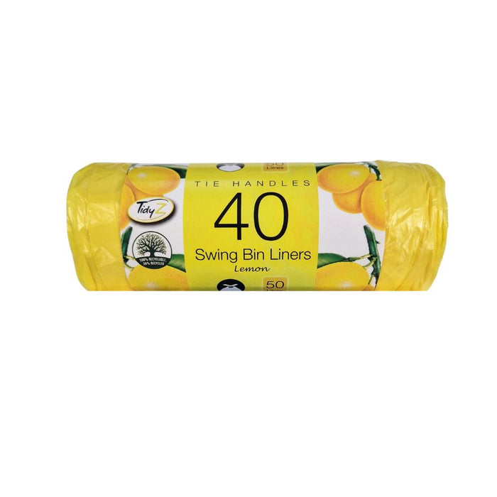 TidyZ Scented Tie Handle Swing Bin Liners 50L 40 Assorted Pack Bin Cleaners & Accessories Tidyz Citrus Lemon Pack of 1