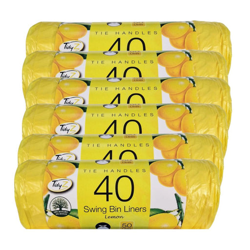 TidyZ Scented Tie Handle Swing Bin Liners 50L 40 Assorted Pack Bin Cleaners & Accessories Tidyz Citrus Lemon Pack of 6
