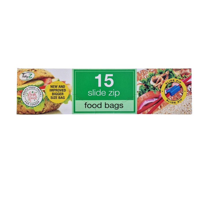 TidyZ Slide Zip Food Bags 15 Pack Food Storage Bags Tidyz Pack of 1