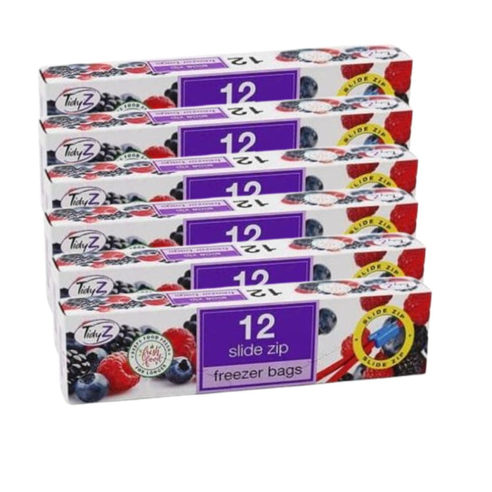 TidyZ Slide Zip Freezer Bags 12 Pack Food Storage Bags Tidyz Pack of 6