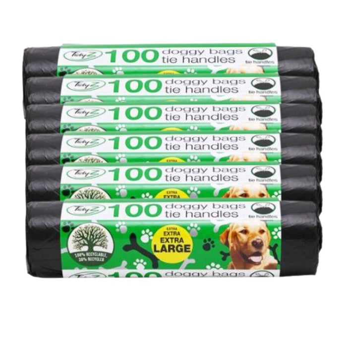 TidyZ XXL Doggy Bags with Tie Handles 100 Assorted Pack Dog Accessories Tidyz Pack of 6
