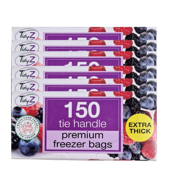 TidyZ Premium Freezer Bags with Tie Handles 150 Assorted Pack