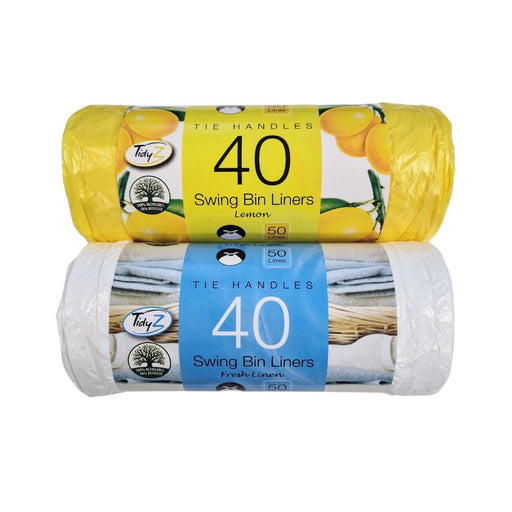 TidyZ Scented Tie Handle Swing Bin Liners 50L 40 Assorted Pack Bin Cleaners & Accessories Tidyz