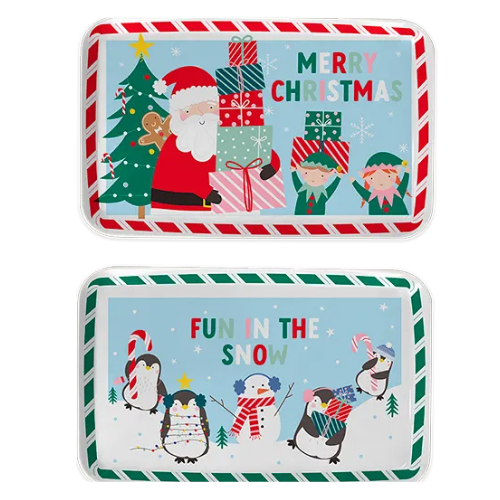 Christmas Plastic Serving Tray L29.5 × W19 Assorted Design Christmas Tableware FabFinds