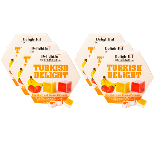 Turkish Delight Strawberry & Banana Flavoured 200g Assorted Packs Sweets, Mints & Chewing Gum FabFinds Pack of 6