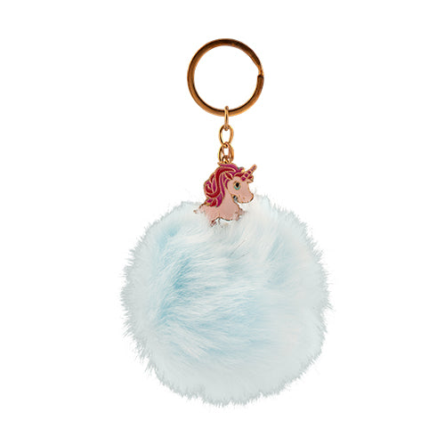 Unicorn Pom Pom Keyring Assorted Colours Kids Accessories PMS Blue  