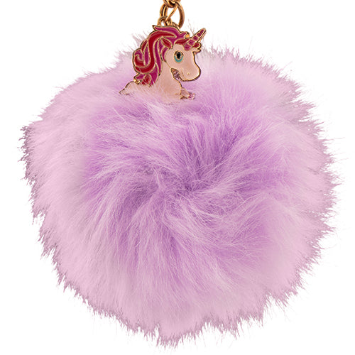 Unicorn Pom Pom Keyring Assorted Colours Kids Accessories PMS   