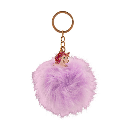 Unicorn Pom Pom Keyring Assorted Colours Kids Accessories PMS Purple  