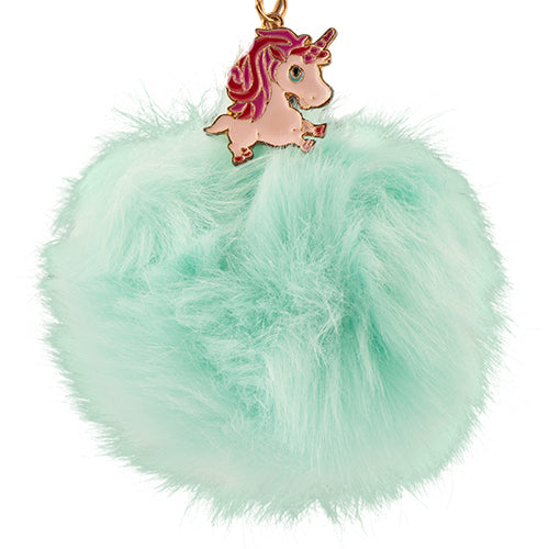 Unicorn Pom Pom Keyring Assorted Colours Kids Accessories PMS   