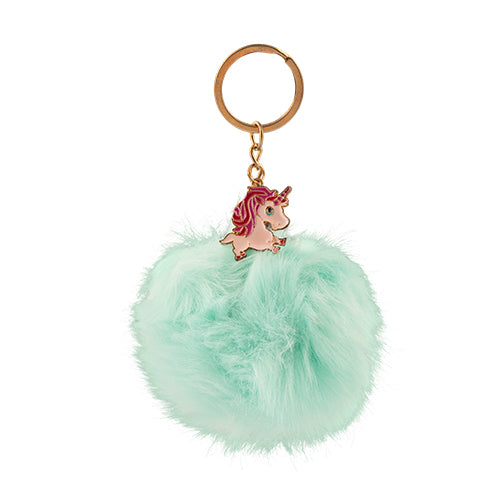 Unicorn Pom Pom Keyring Assorted Colours Kids Accessories PMS Green  