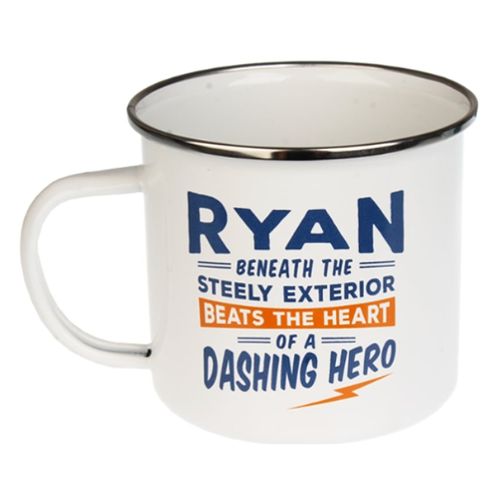 Enamel Personalised Coffee Mug Ryan  history & heraldry   