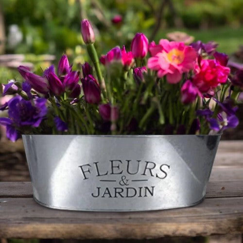 Fleurs & Jardin Silver Aluminium Planter Plant Pots & Planters FabFinds   