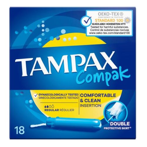 Tampax Compak Comfortable & Clean Regular 18 Pk Feminine Sanitary Supplies Tampax   