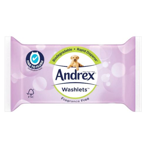Andrex Washlets Moist Toilet Tissue Fragrance Free 36 Wipes Toilet Roll & Wipes Andrex   