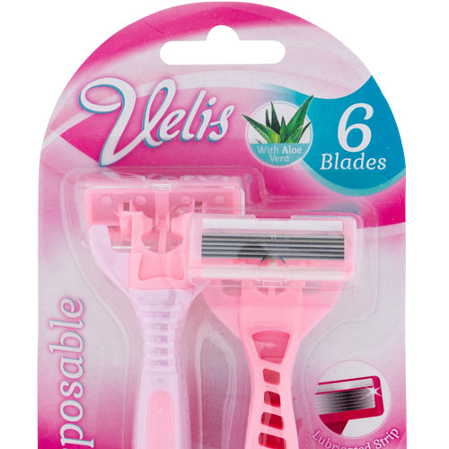 Ladies Pink Disposable Razors With Aloe Vera 2 Pack Toiletries otl   