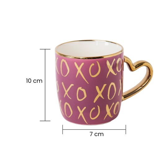 Heart Handle Ceramic Mug with Gold Heart Handle 350ml Assorted Designs Mugs FabFinds