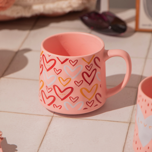 Love Mug with Cute Heart Ceramic Mug 540ml Assorted Designs Mugs FabFinds Multicolour Heart
