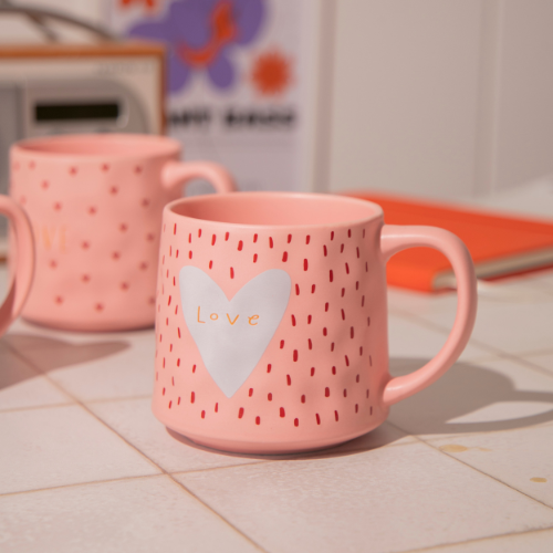 Love Mug with Cute Heart Ceramic Mug 540ml Assorted Designs Mugs FabFinds White Heart