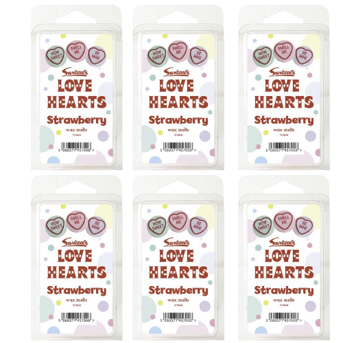 Swizzels Love Hearts Strawberry Wax Melts 12 Melts Assorted Wax Melts Swizzels Pack of 6